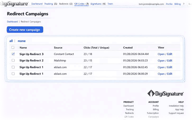 Redirect interface preview