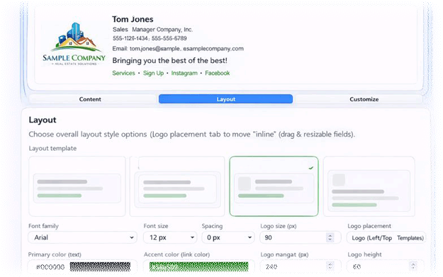 Signature creation interface
